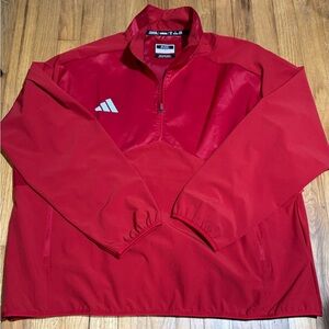 Adidas New women’s  Red 1/4 Zip Size 2XL Windbreaker Golf /Jacket Elastic Band